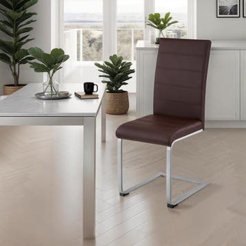 Sledestoelen, kunstleer - bruin, Set van 6, Huis en Inrichting, Stoelen, Verzenden, Nieuw