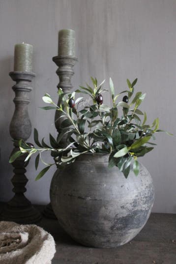Zijden olijftak met zwarte olijven 50 cm, Ophalen of Verzenden, Nieuw