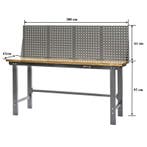 Werkbank grijs 200 cm met hardhouten blad en grijs, Ophalen of Verzenden, Nieuw