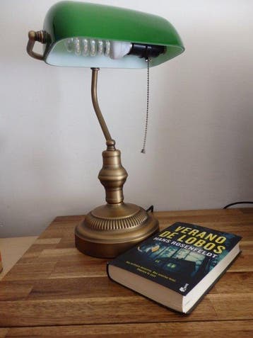 Bankierslamp - kleur brons of oud koper, Verguld messing, Antiek en Kunst