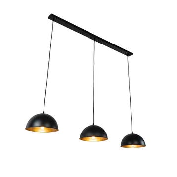 Smart hanglamp zwart met goud 3-lichts incl. Wifi A60 -, Verzenden, Nieuw, Industrieel