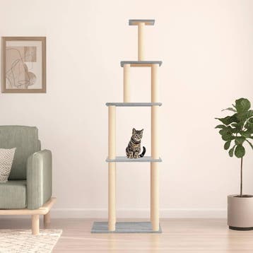 vidaXL Kattenmeubel met sisal krabpalen 183 cm lichtgrijs, Dieren en Toebehoren, Katten-accessoires, Verzenden, Nieuw
