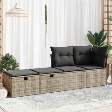 vidaXL 2-delige Loungeset met kussens poly rattan acacia, Verzenden, Nieuw, Loungeset