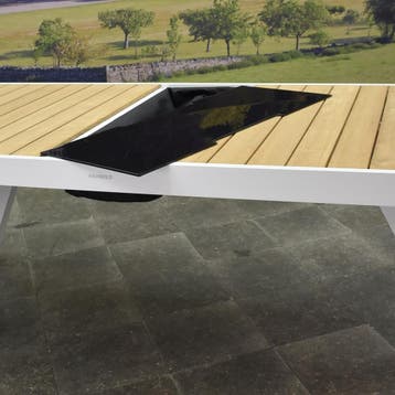 York dining tuintafel 200x90xH75 cm aluminium wit teak -, Tuin en Terras, Tuintafels, Ophalen of Verzenden, Nieuw, Aluminium