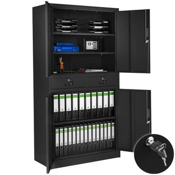 Archiefkast Cosmo met 2 lades 180x80x40cm - zwart/zwart, Verzenden, Nieuw