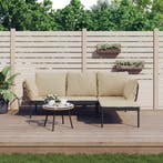 vidaXL 3-delige Loungeset met kussens poly rattan beige, 3 zitplaatsen, Nieuw, Loungeset, Verzenden