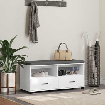 vidaXL Halbank Wit 100 x 38 x 46 cm Geïndustrialiseerd hout, Verzenden, Nieuw