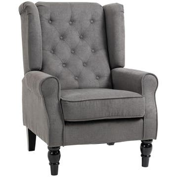 TRUUSK Relaxstoel Oorfauteuil - Met Tufting - Houten Poten -, Verzenden, Nieuw