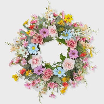 Kleurrijke Kunstbloemen Krans - Lente, Pasen, Valentijn Deur, Verzenden, Nieuw