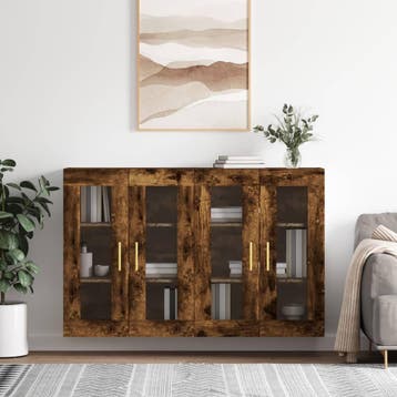vidaXL Hangkasten 2 st bewerkt hout gerookt eikenkleurig, Verzenden, Nieuw, Overige houtsoorten