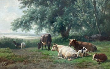 Jan Bedijs Tom (1813-1894) - Vee in zomers weidelanschap.