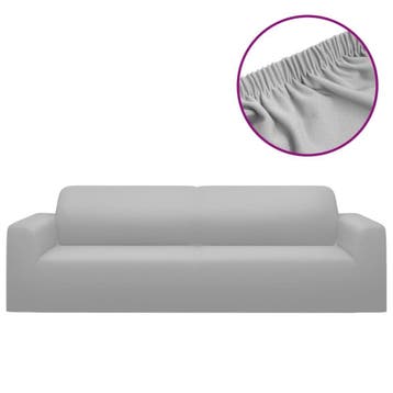 Bankhoes 3-zits stretch grijs | retourdeal 56% korting, Ophalen of Verzenden, Nieuw