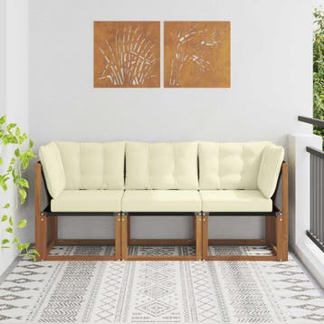 vidaXL 3 st Outdoor Midden- en Hoeksalon Naturel, Verzenden, Nieuw, 3 zitplaatsen
