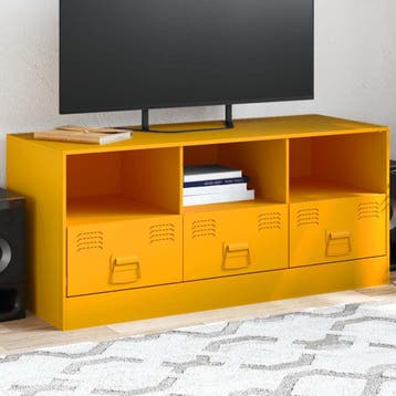 vidaXL Tv-meubel 99x39x44 cm staal mosterdgeel, Huis en Inrichting, Kasten | Televisiemeubels, Verzenden, Nieuw, Metaal
