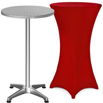 Bartafel zilver 115x60cm + bartafelhoes rood Ø60cm, Verzenden, Nieuw