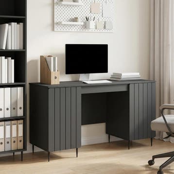 vidaXL Bureau met plank Zwart 142,5 x 50 x 75 cm Bewerkt, Verzenden, Nieuw