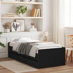 vidaXL Bedframe met lades zwart 75x190 cm Small Single, Verzenden, Nieuw, Zwart, Hout