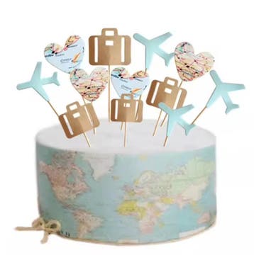 Taart en/of cupcake topper set Travel 12-delig, Hobby en Vrije tijd, Taarten en Cupcakes maken, Ophalen of Verzenden, Nieuw, Taarten of Cupcakes