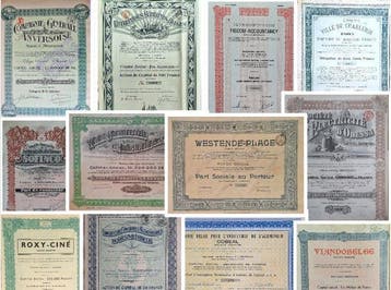 België. 70 Verschillende Belgische aandelen uit diverse