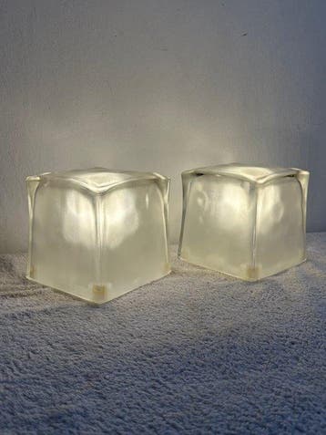 IKEA - Tafellamp (2) - Iviken - Glas, Plastic
