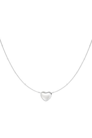 Zilverkleurige ketting met een soft solide hart en balletjes, Verzenden, Nieuw