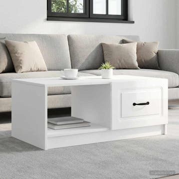 vidaXL Salontafel Hoogglans Wit 90 x 50 x 37 cm Bewerkt hout, Huis en Inrichting, Tafels | Salontafels, Verzenden, Nieuw, Overige houtsoorten