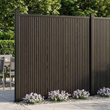 vidaXL Hekpaneel 7 st 1230 x 186,5 cm WPC en Aluminium Zwart, Verzenden, Nieuw