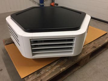 9 kw CV luchtverwarmer Kampmann, wit/zwart (2 stuks op voorr, Ophalen of Verzenden, Gebruikt, 800 watt of meer, Overige typen