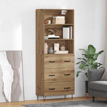 vidaXL buffetkast 2 st Artisan Eiken 69,5 x 34 x 180 cm, Minder dan 50 cm, Verzenden, Nieuw, Minder dan 100 cm