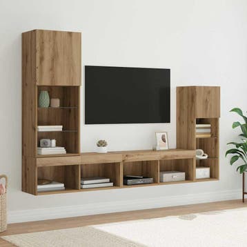 vidaXL TV Wandmeubels 4 st Artisan Eiken Bewerkt hout, Verzenden, Nieuw, Overige houtsoorten