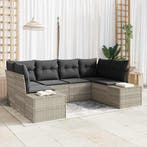 vidaXL Tuin Sofa Set met kussen 6 pcs Lichtgrijs poly rattan, Verzenden, Nieuw, Rotan, 6 zitplaatsen