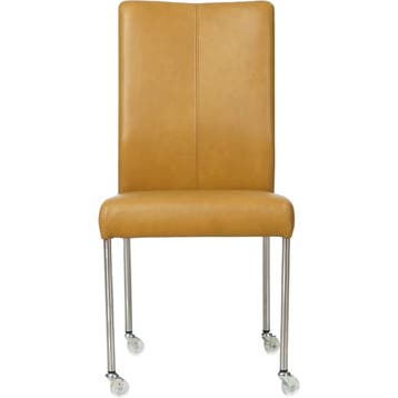 Set van 4 Leren eetkamerstoelen Comfort met wieltjes -, Ophalen of Verzenden, Nieuw, Leer