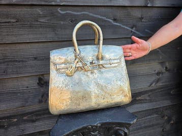 sculptuur, Silvered Bronze (after)Birkin Bag Sculpture - 38