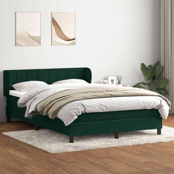 vidaXL Boxspring met matras fluweel donkergroen 160x220 cm, Verzenden, Nieuw, Groen, Stof