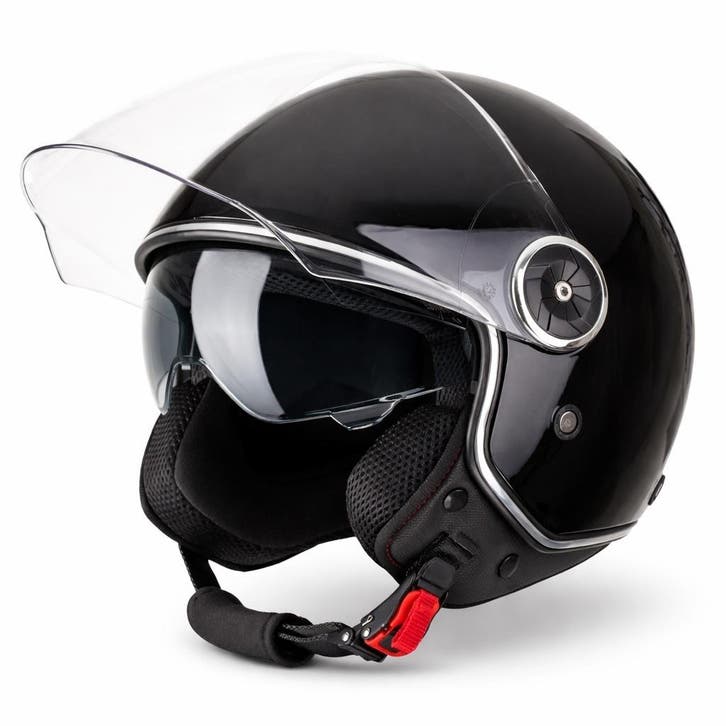 VINZ Tobia - Zwart, Motoren, Kleding | Motorhelmen, L, Jethelm, Verzenden