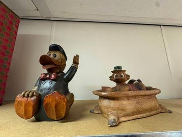 Disney - Beeld, Disney Donald en Dagobert Houten Beelden -, Verzamelen, Disney, Nieuw