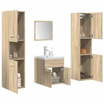 vidaXL 5-delige Badkamermeubelset bewerkt hout sonoma, Verzenden, Nieuw, Overige typen