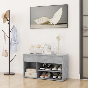 vidaXL Schoenenbank 80x30x45 cm bewerkt hout betongrijs, Huis en Inrichting, Verzenden, Nieuw