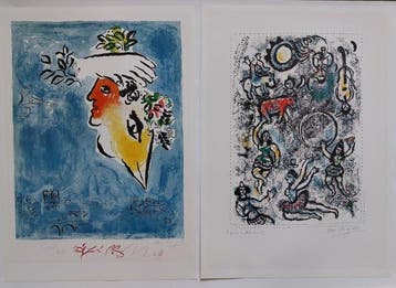 Marc Chagall, (after) - 2 Poster : Le Ciel Bleu Paris 1964