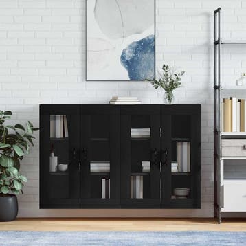 vidaXL Hangkasten 2 st bewerkt hout zwart, Verzenden, Nieuw, Overige houtsoorten