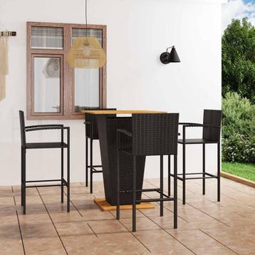 vidaXL 5-delige Tuinbarset zwart, Verzenden, Nieuw, 4 zitplaatsen