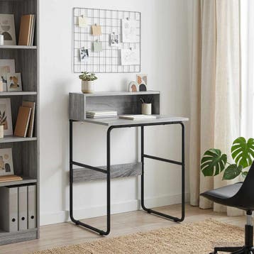 vidaXL Bureau met opbergruimte Grijs Sonoma 60 x 50 x 91 cm, Verzenden, Nieuw