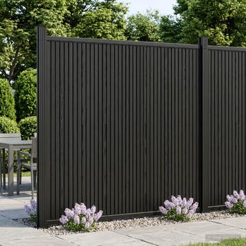 vidaXL Hekpaneel 5 st 880 x 186,5 cm WPC en Aluminium Zwart, Verzenden, Nieuw
