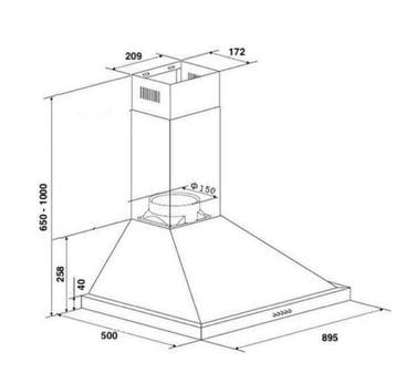 90cm rvs afzuigkap led a-label met motor 2jr garantie, Wandschouwkap, Recirculatie, Nieuw, Ophalen of Verzenden