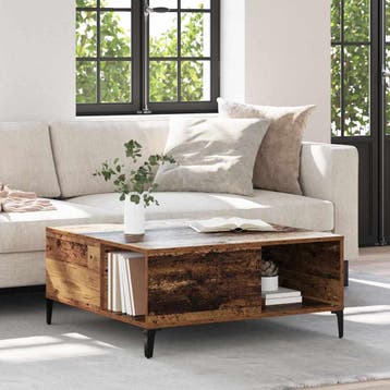 vidaXL Salontafel Oud Hout 80 x 80 x 36,5 cm Bewerkt hout, Verzenden, Vierkant, Nieuw, 50 tot 100 cm
