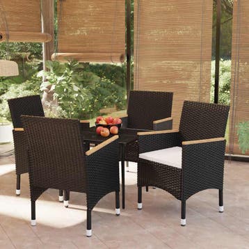 vidaXL 5-delige Tuinset met kussens zwart, Tuin en Terras, Verzenden, Nieuw, 4 zitplaatsen, Tuinset