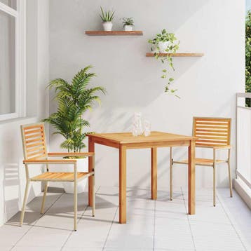 vidaXL Tuin eettafelset 3 st Beige Massief Acaciahout, Verzenden, Nieuw, 3 zitplaatsen
