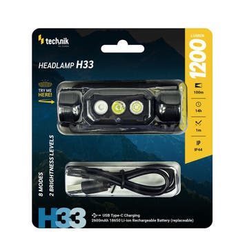 Technik LED Hoofdlamp H33 - 1200lm USB-C Oplaadbaar - SST..., Ophalen of Verzenden, Nieuw