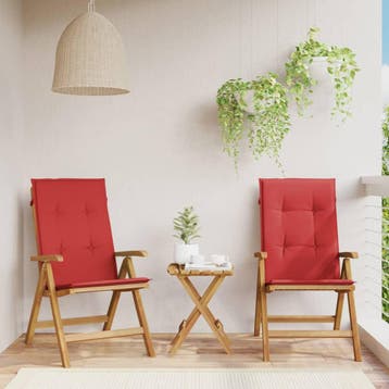 vidaXL Verstelbare klapstoelen met kussens, 2 stuks, massief, Verzenden, Nieuw, Hout