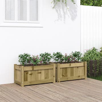 vidaXL Plantenbakken 2 st cm geïmpregneerd hout, Verzenden, Nieuw, 60 tot 100 cm, Hout